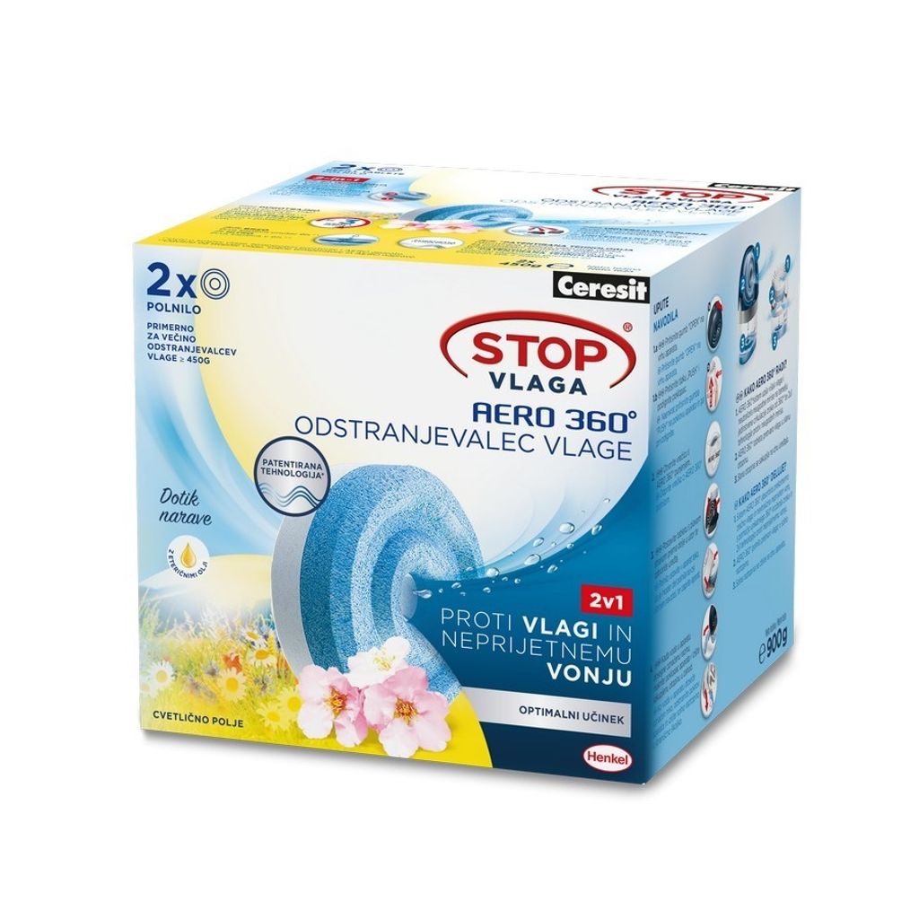 CERESIT Stop vlagi AERO 360° tablete,  z vonjem cvetličnega polja (2 kos)