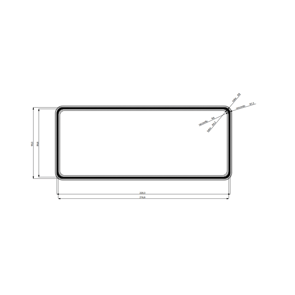 FABER PVC štirioglata odvodna cev fi 150mm - dimenzije 22x9cm (112.0459.428)
