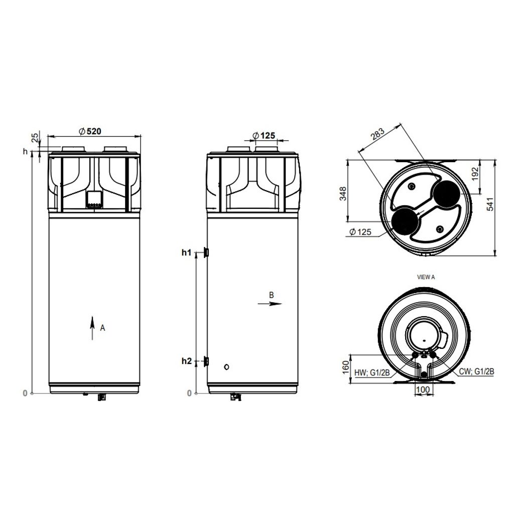 TESY toplotna črpalka za ogrevanje sanitarne vode HPWH 3.2 100 U01 100l