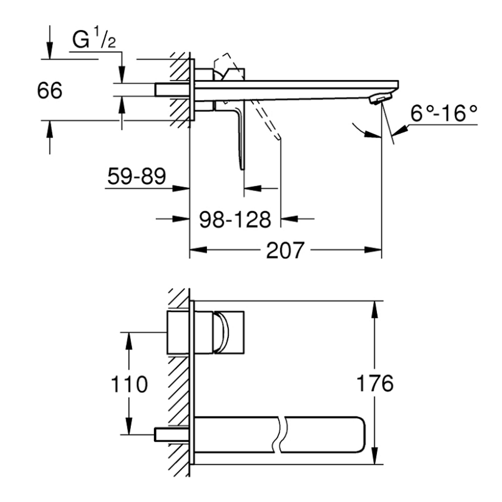 GROHE podometna enoročna armatura za umivalnik na dve odprtini Lineare (23444DC1)