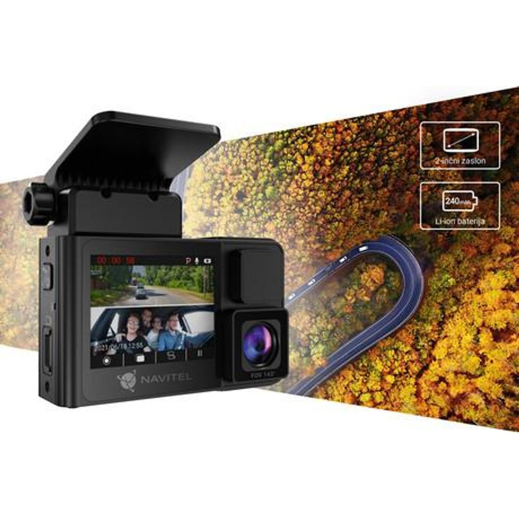 NAVITEL Avto kamera RS2 DUO, 2v1 prednja in notranja, 2" zaslon, Night Vision, SONY senzor, magnetni nosilec, 136° snemalni kot, G-senzor, aplikacija
