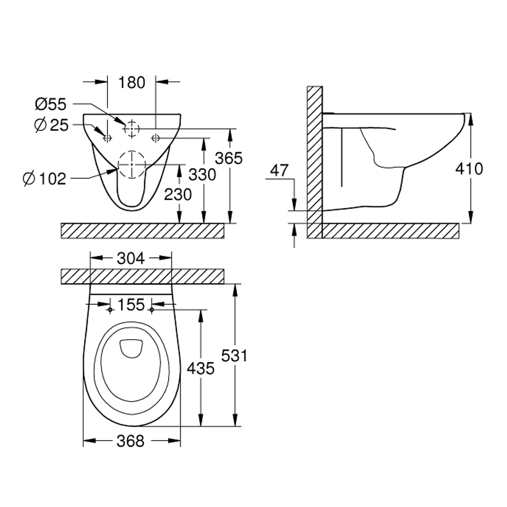 GROHE viseča brezročna WC školjka z WC desko s počasnim zapiranjem Bau Ceramic (39651SH0)