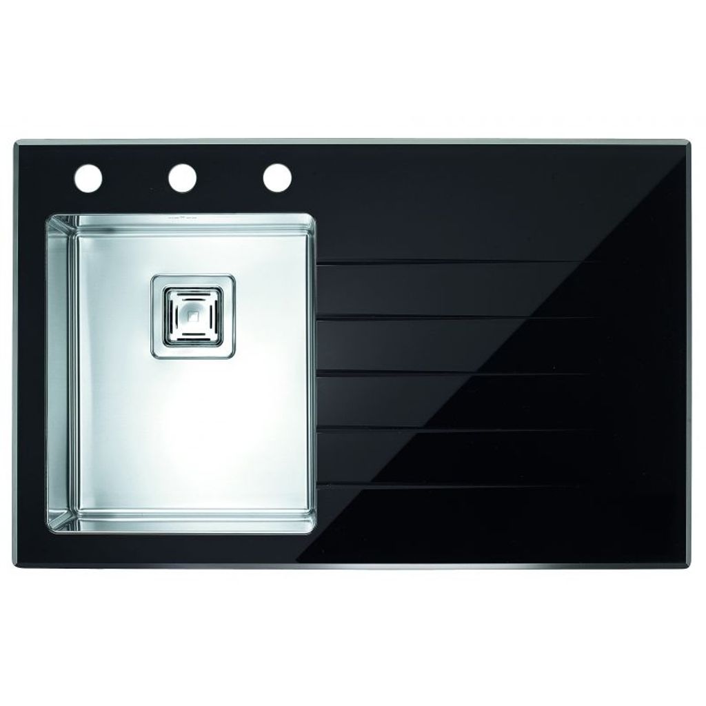 ALVEUS enojno pomivalno korito z odcejalnikom Crystalix 10 - črno kaljeno steklo, leva izvedba (1099633)