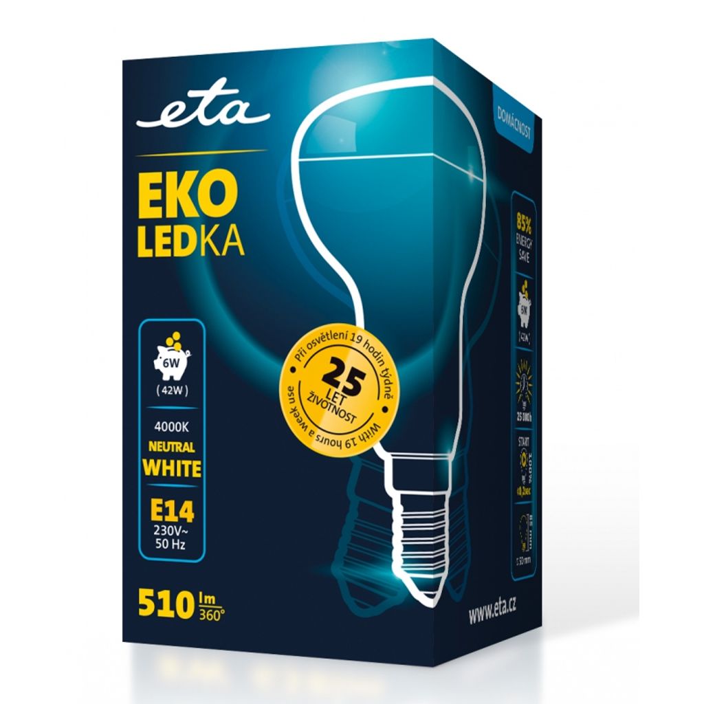 ETA LED žarnica 6W E14 [nevtralno bela, 4000K, 510lm]