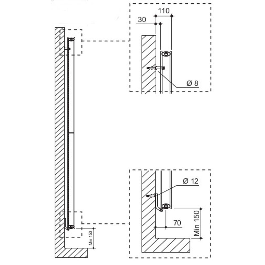 Klasični vertikalni radiator Tonon Forty Burano Plus Višina: 2000 mm, Dolžina: 300 mm