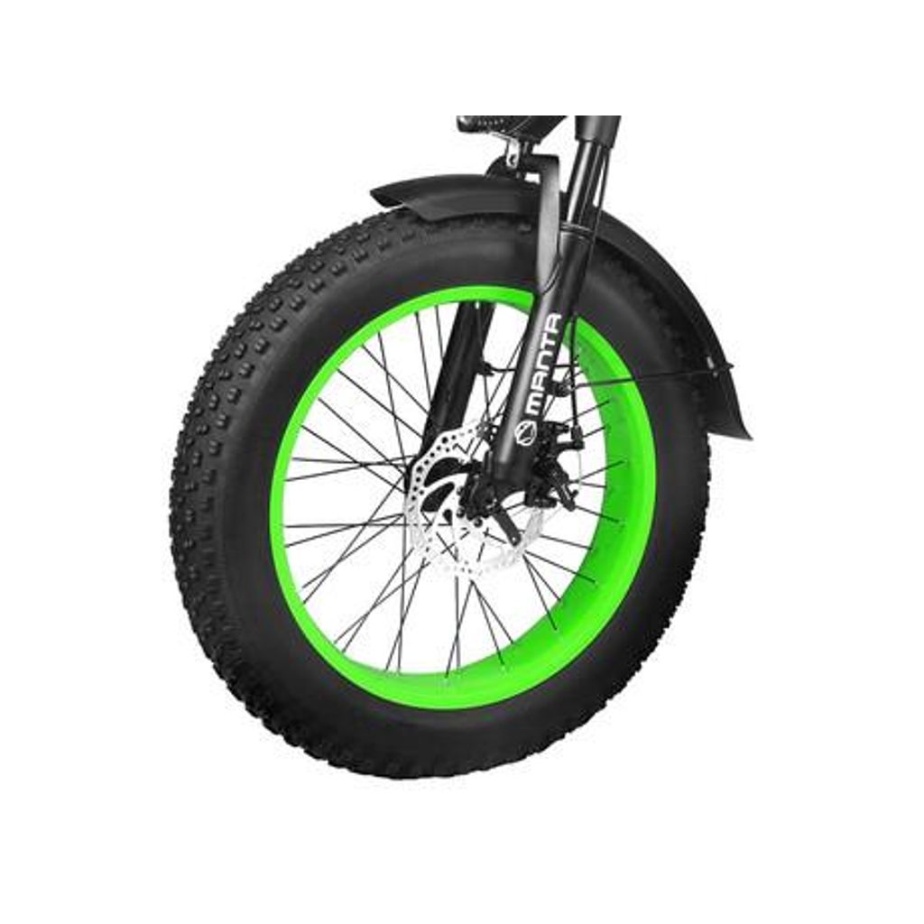 MANTA Električno kolo/skiro  MES2002N Flinstone FAT, 350W motor, 20" pnevmatike, do 20km/h, domet 50km, do 120kg, LED osvetlitev, vzmetenje, črno-zelen
