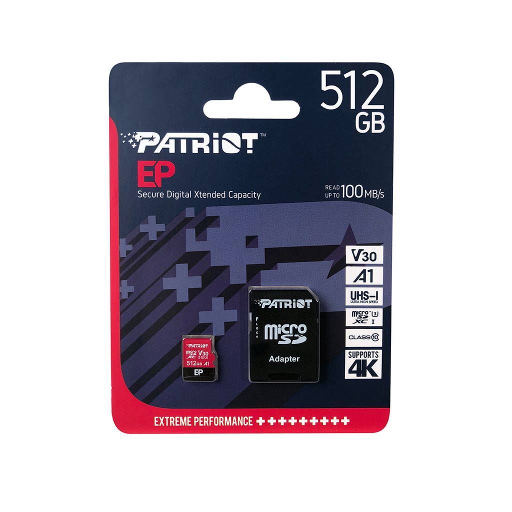 PATRIOT spominska kartica 512GB, SDXC, A1 / V30, microSD, 100MBs