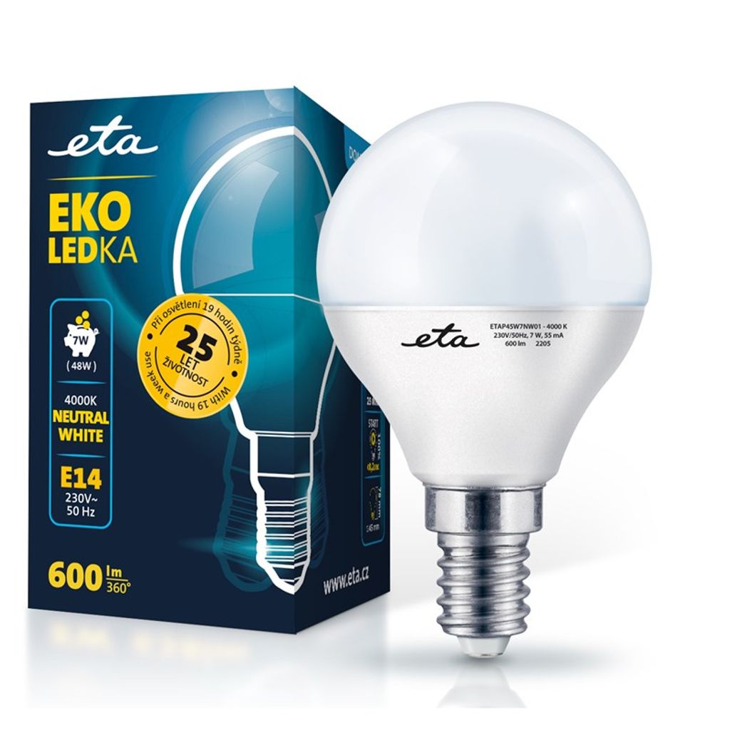 ETA LED žarnica 7W E14 [nevtralno bela, 4000K, 600lm]