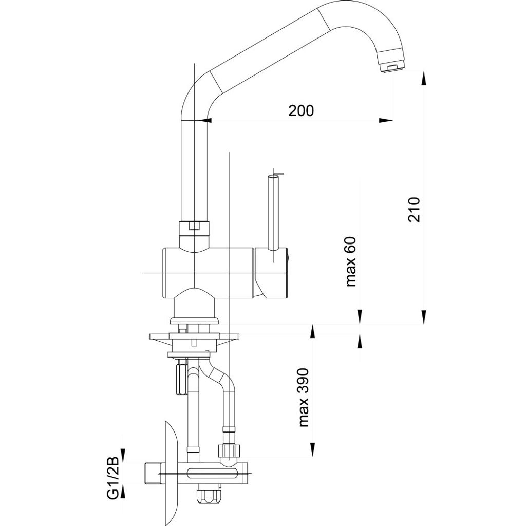 UNITAS enoročna kuhinjska armatura Fresh - nizkotlačna + kotni ventil (42801141)