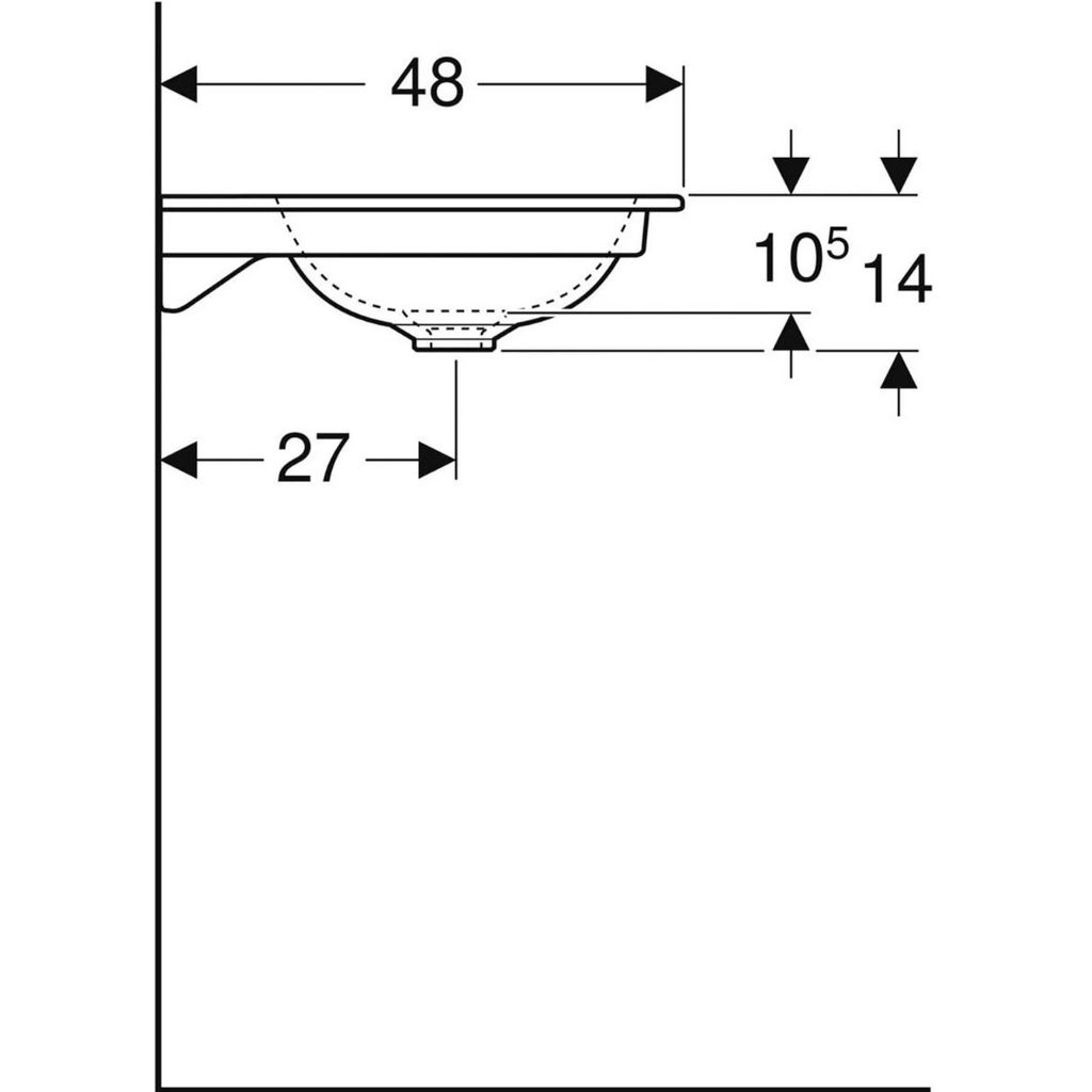 GEBERIT vgradni umivalnik ONE 75 cm (505.010.01.2)