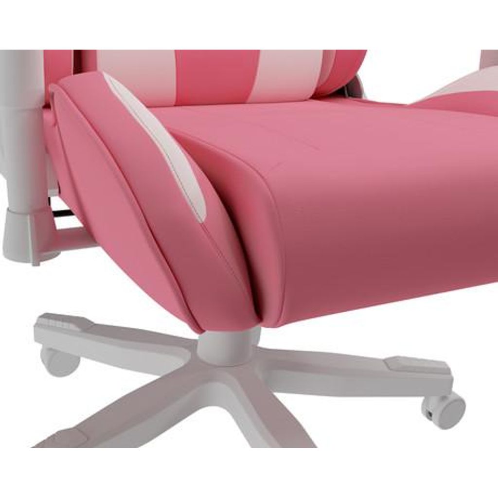 GENESIS NITRO 710 gaming stol, ergonomski, nastavljiva višina / naklon, 2D nasloni za roke, kolesa CareGlide™, roza bel