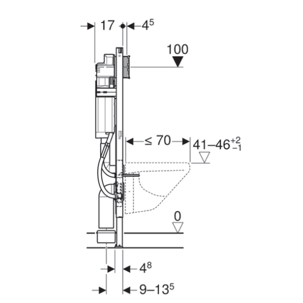 GEBERIT podometni splakovalnik za WC školjko Duofix za gibalno ovirane osebe z osnovo za pritrditev opor (111.375.00.5)