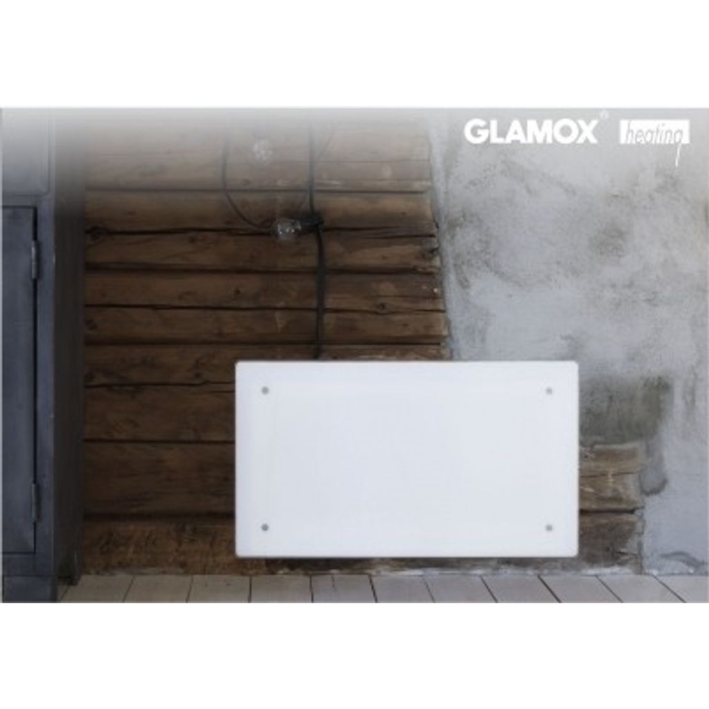 GLAMOX Električni stenski radiator H60 H 10 / 1000 W, z WiFi termostatom (steklo bele barve) 