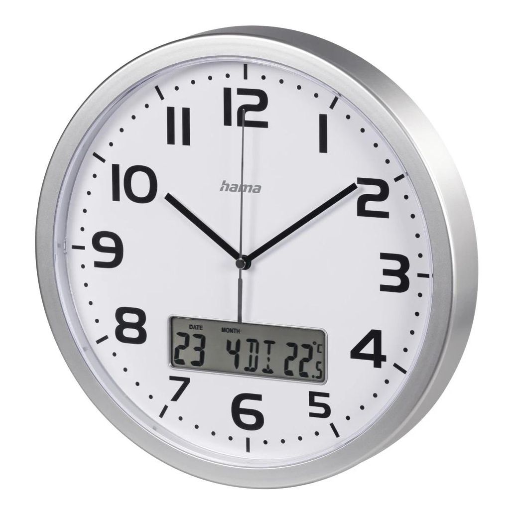 HAMA "Extra" radijska stenska ura z datumom in prikazom temperature