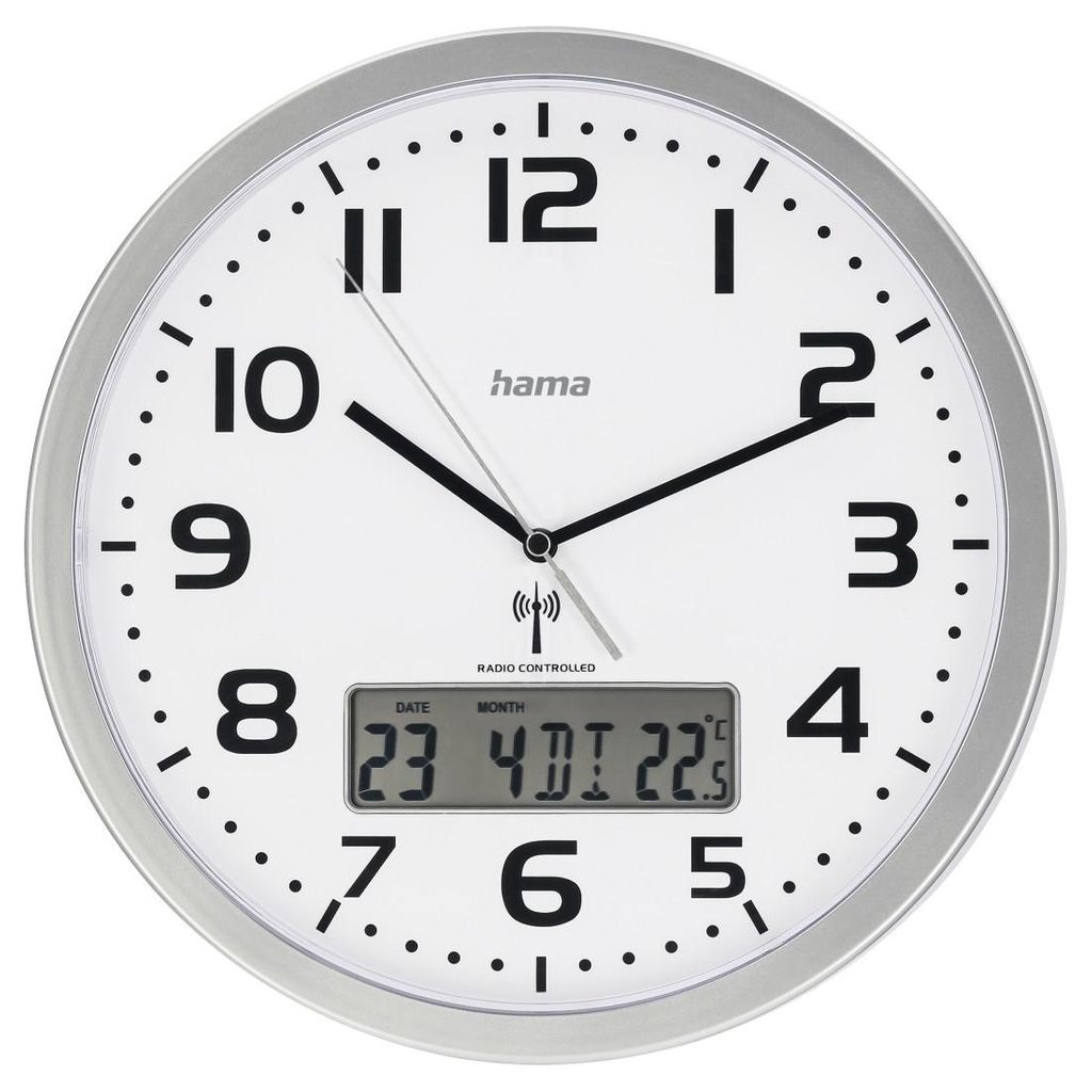 HAMA "Extra" radijska stenska ura z datumom in prikazom temperature