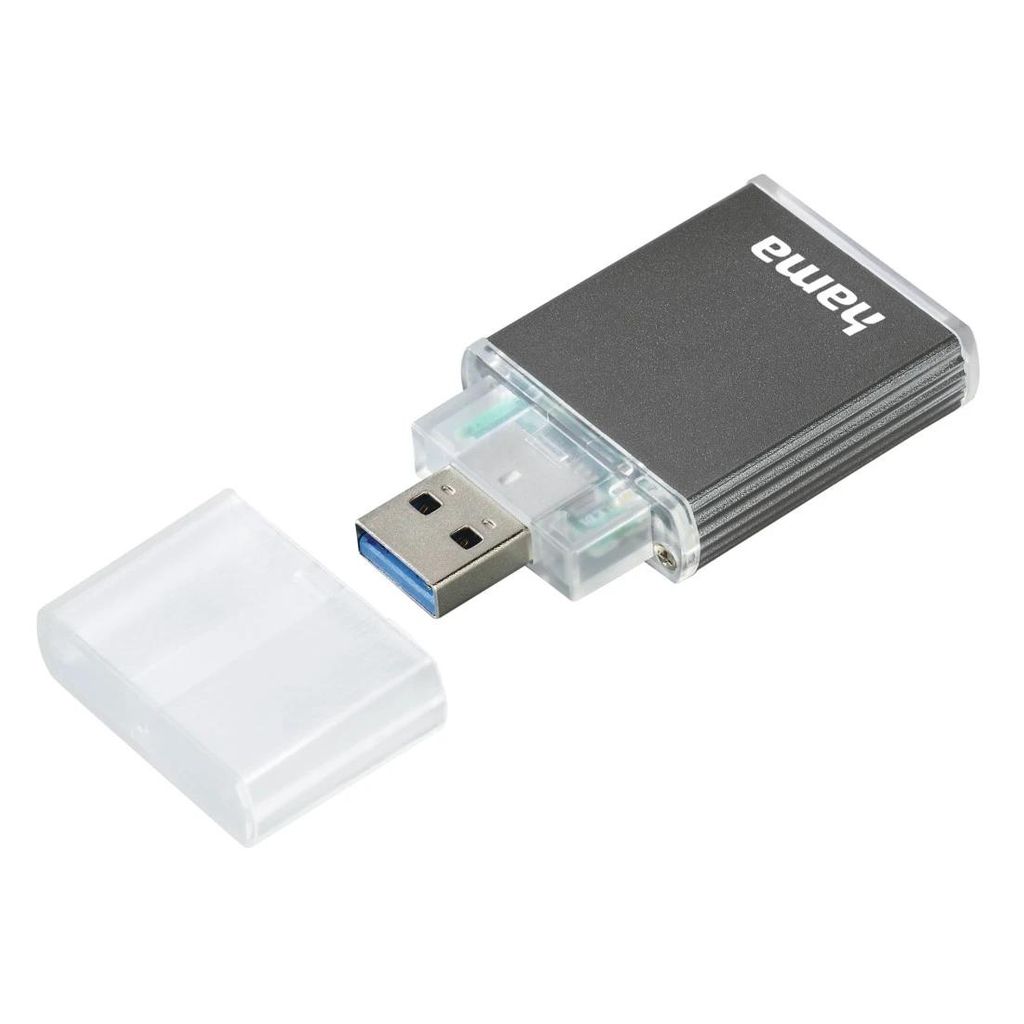HAMA Čitalnik kartic USB 3.0 UHS II, SD, Alu, antracit