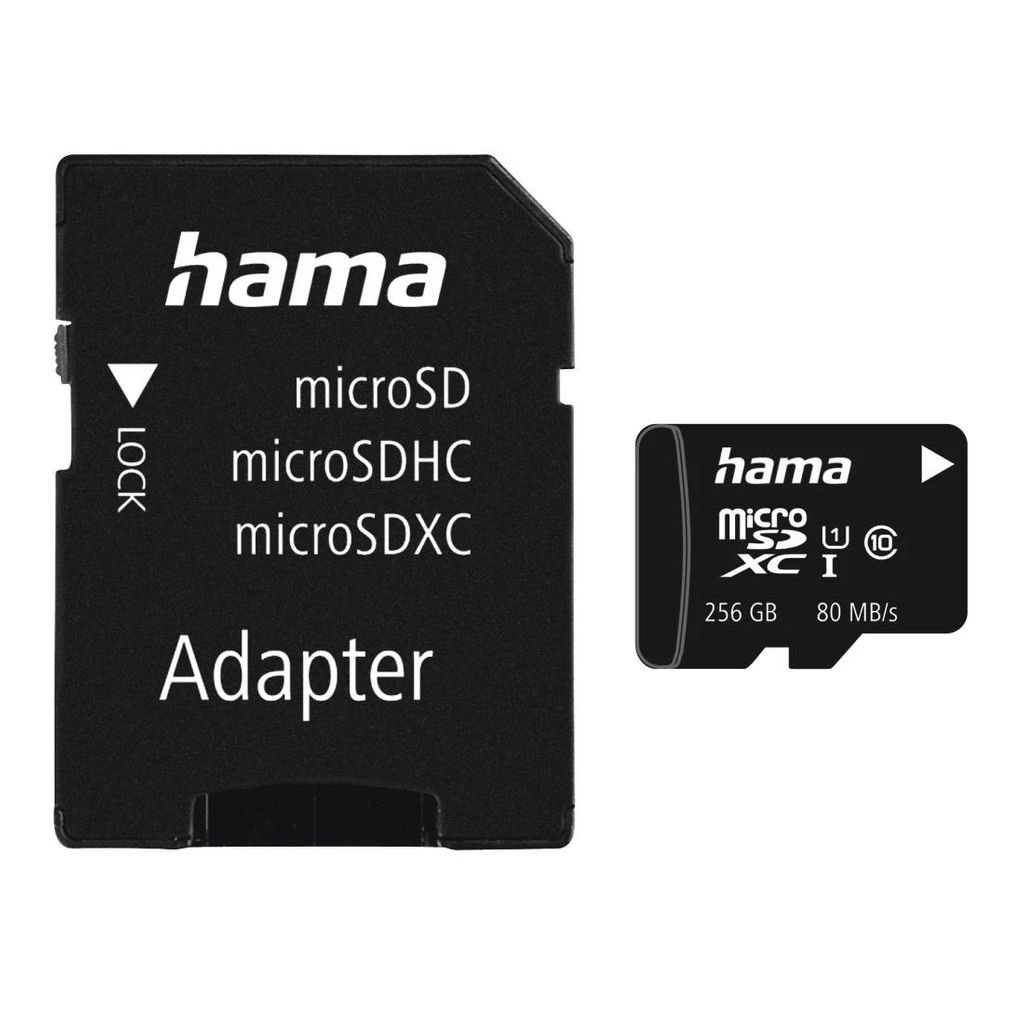 HAMA microSDXC 256GB Class 10 UHS-I 80MB/s + adapter/fotografija
