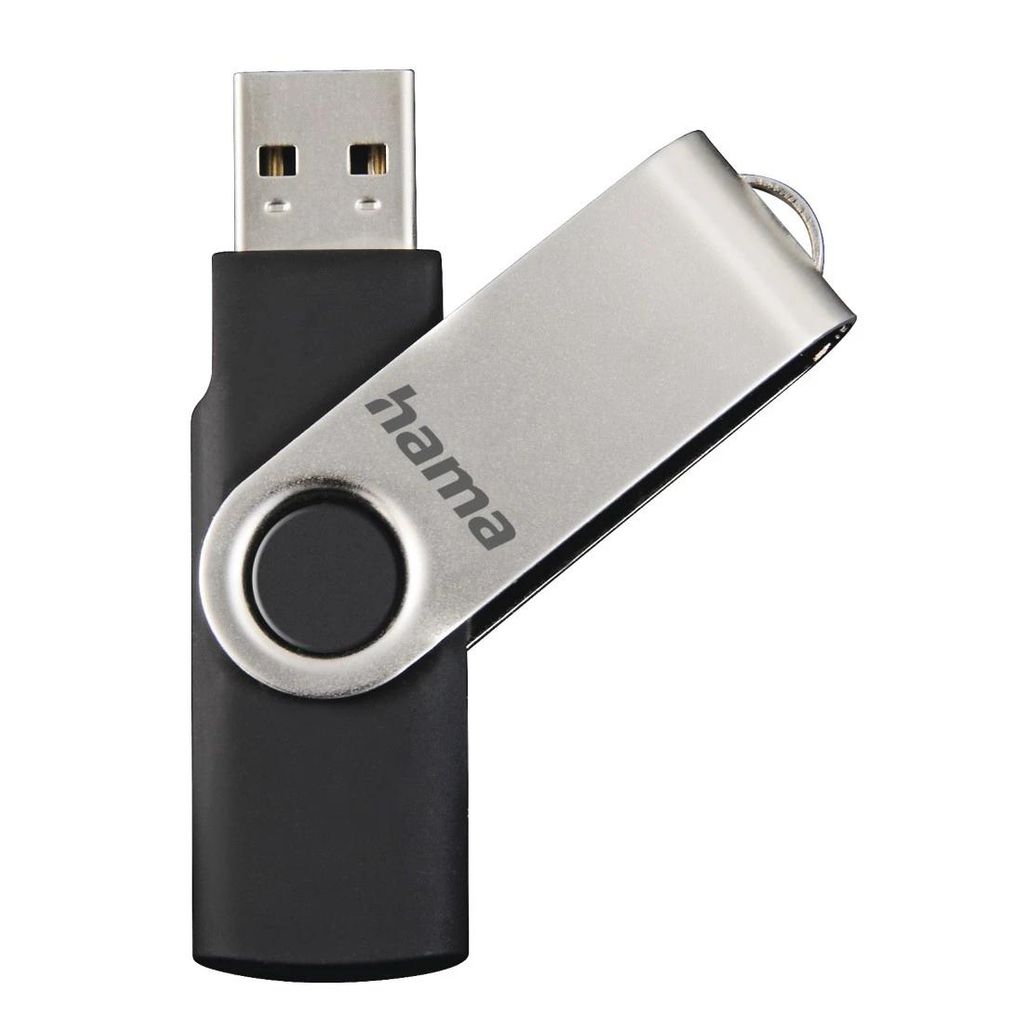 HAMA "Rotate" USB Flash Drive, USB 2.0, 128 GB, 15 MB/s, črna/srebrna