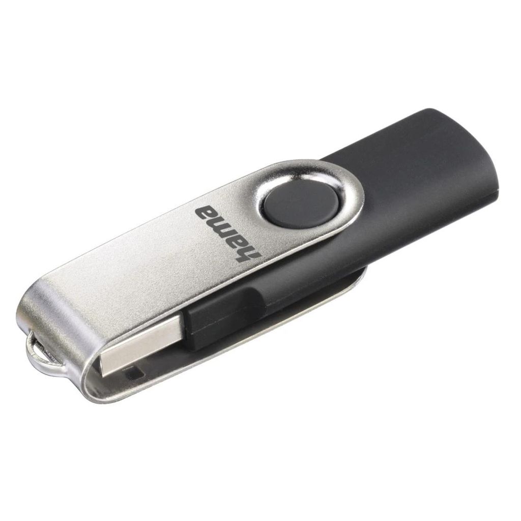 HAMA "Rotate" USB Flash Drive, USB 2.0, 128 GB, 15 MB/s, črna/srebrna