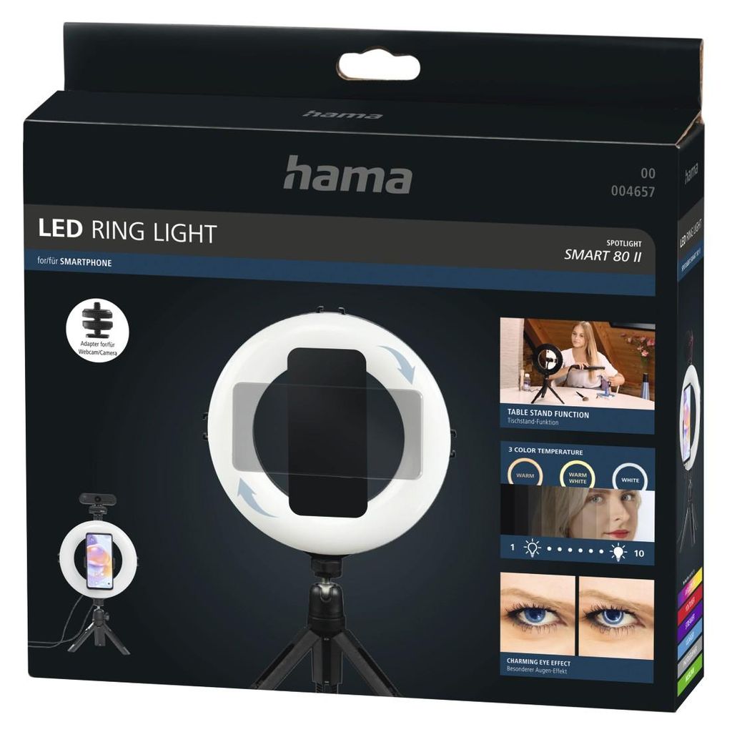 HAMA "SpotLight Smart 80 II" LED obročna luč, komplet za pametne telefone