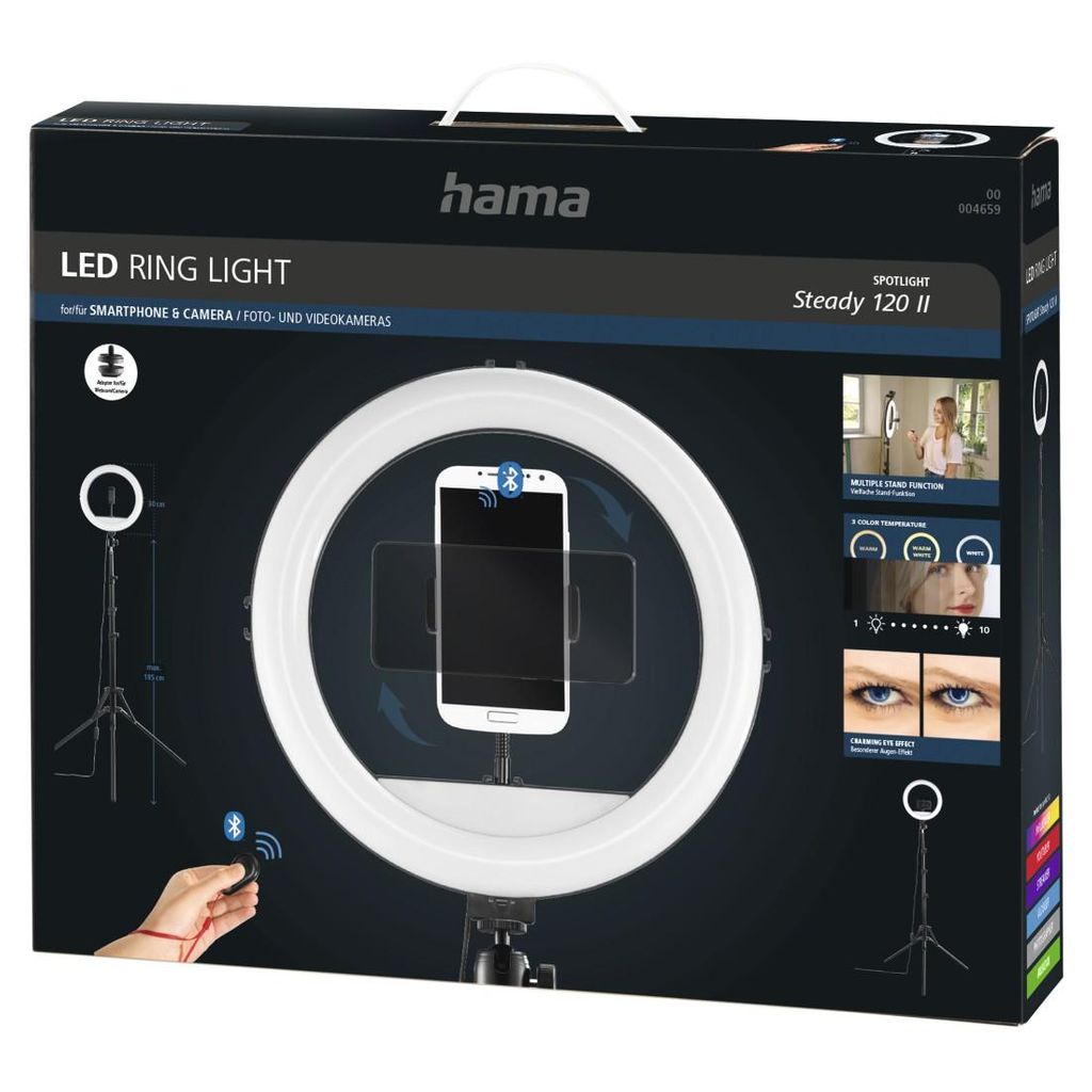 HAMA "SpotLight Steady 120 II" LED obročna svetloba, stativ za obročno svetlobo za mobilni telefon