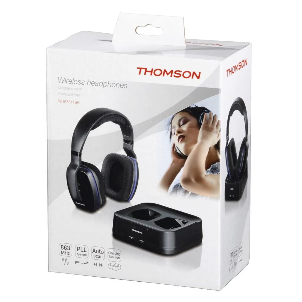 HAMA THOMSON WHP3311BK TV brezžične slušalke,za ušesa,polnilni sistem,PLL sistem,100 m,črne