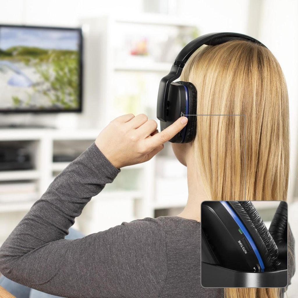 HAMA THOMSON WHP3311BK TV brezžične slušalke,za ušesa,polnilni sistem,PLL sistem,100 m,črne
