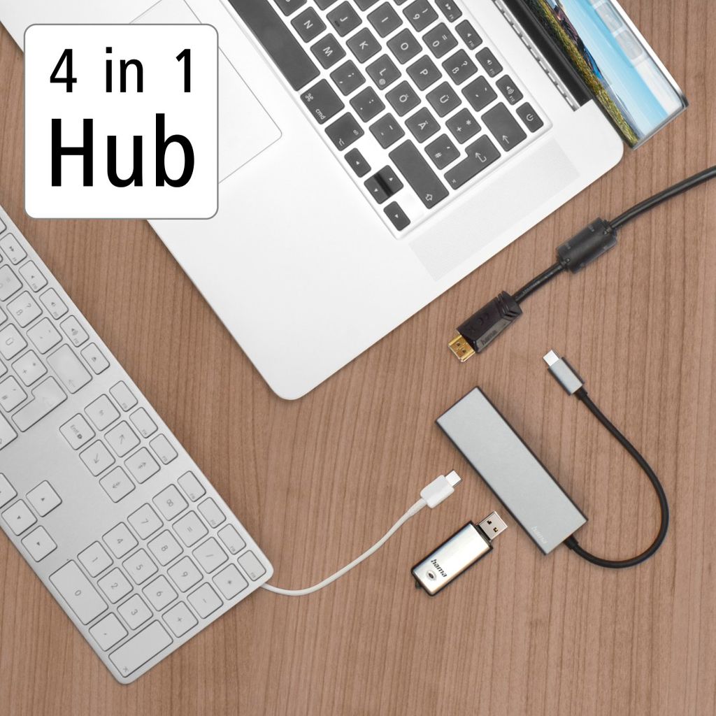 HAMA USB-C vozlišče, večportno, 4 vrata, 2 x USB-A, USB-C, HDMI™