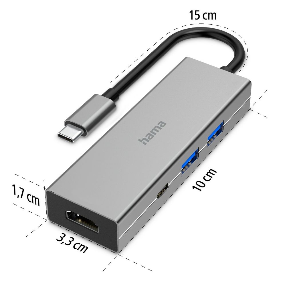 HAMA USB-C vozlišče, večportno, 4 vrata, 2 x USB-A, USB-C, HDMI™