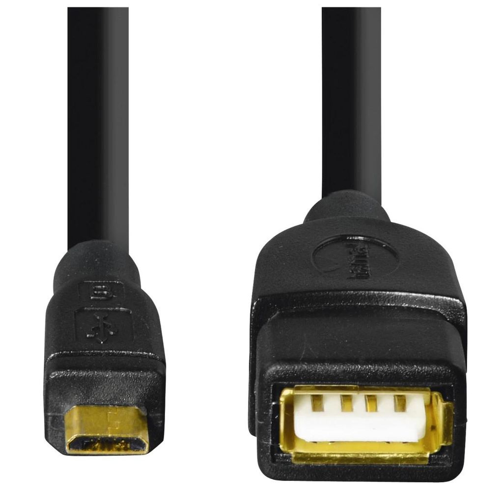 HAMA USB 2.0 adapterski kabel, OTG, vtič micro B - vtičnica A, 15 cm, črn