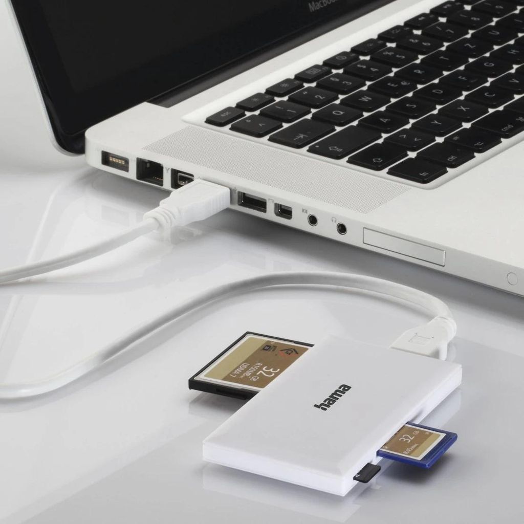 HAMA USB 3.0 čitalnik več kartic, SD/microSD/CF/MS, bel