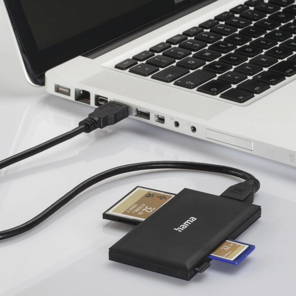 HAMA USB 3.0 čitalnik več kartic, SD/microSD/CF/MS, črn