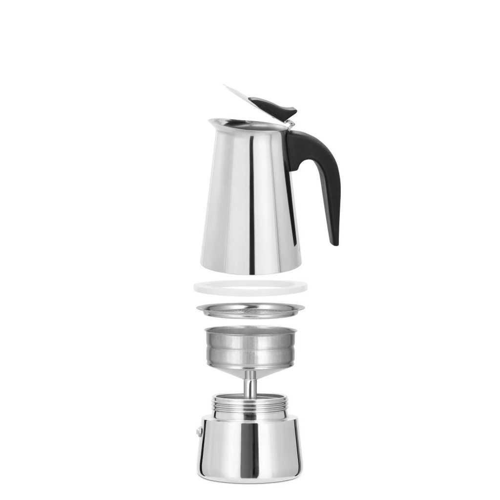 HAMA XAVAX Espresso aparat iz nerjavečega jekla za 4 skodelice, lonec za kuhanje na štedilniku, vključno z indukcijo, 200 ml