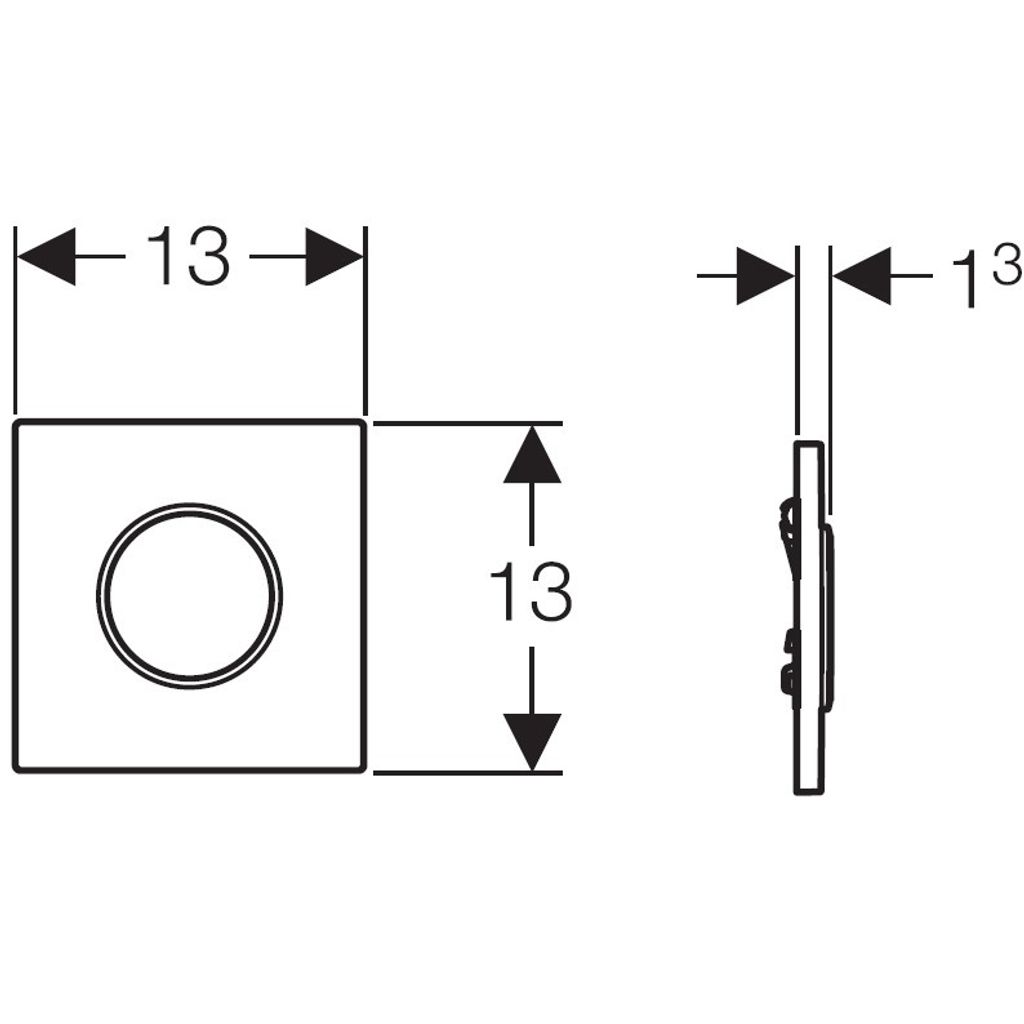 GEBERIT Krmiljenje za pisoarje s pnevmatskim aktiviranjem splakovanja, aktivirna tipka Tip 10 (Črna/Sijajni Krom/Črna) (116.015.KM.1)