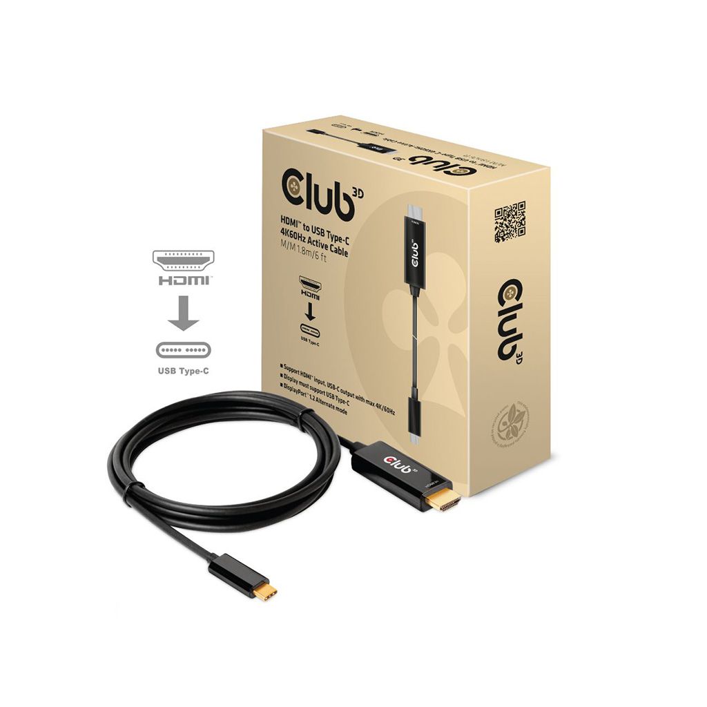 CLUB 3D kabel HDMI v USB-C CAC-1334, 4K@60Hz, aktiven, 1,8m