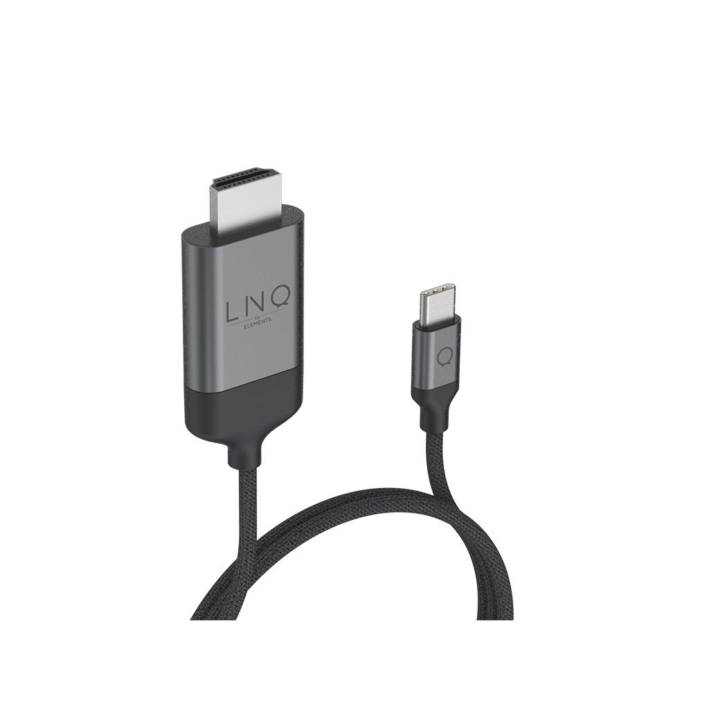 LINQ kabel USB-C to HDMI 4K@60Hz, 2m, pleten, siv