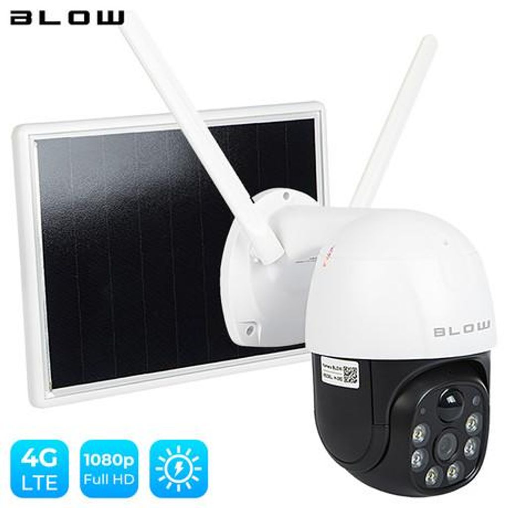 BLOW IP kamera H-392, brezžična, 4G-LTE, 1080p, PTZ, vrtljiva, nočno snemanje, senzor gibanja, aplikacija, baterija + solarni panel