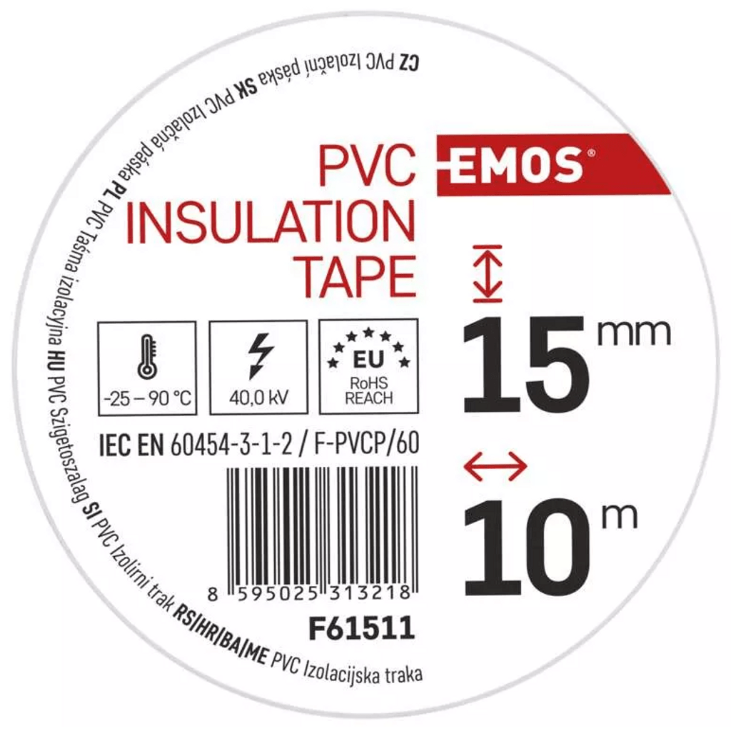 EMOS izolirni trak PVC 15 mm / 10 m - bela
