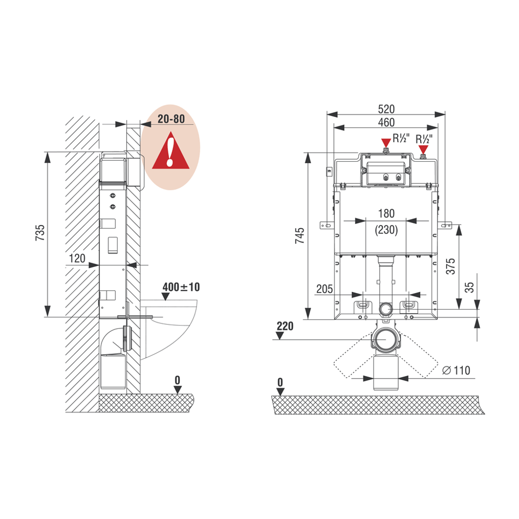 LIV-MOUNT podometni splakovalnik za visečo WC školjko 9012 JOG (195850)