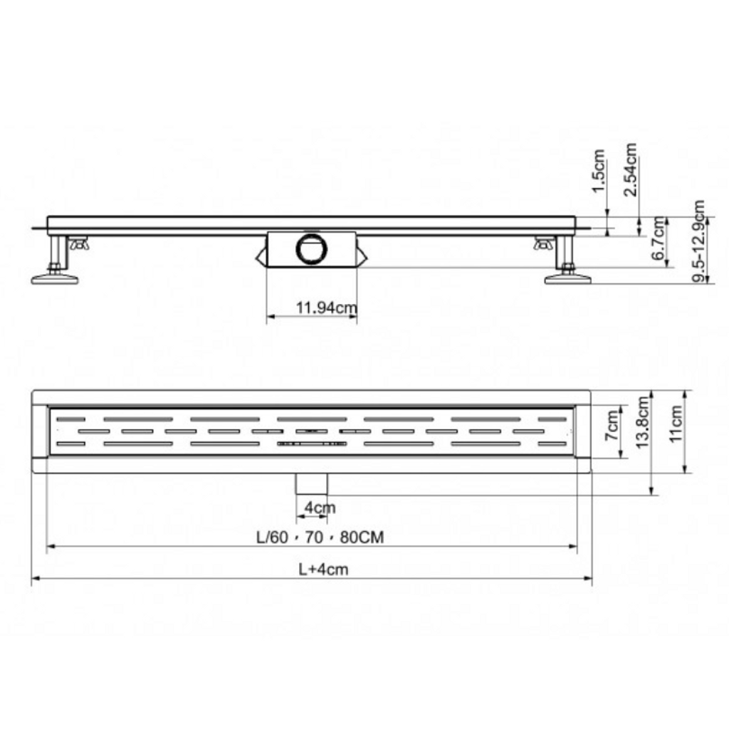 SANOTECHNIK kanaleta 60 cm s sifonom in izlivom 40 mm - črna (DTB60)