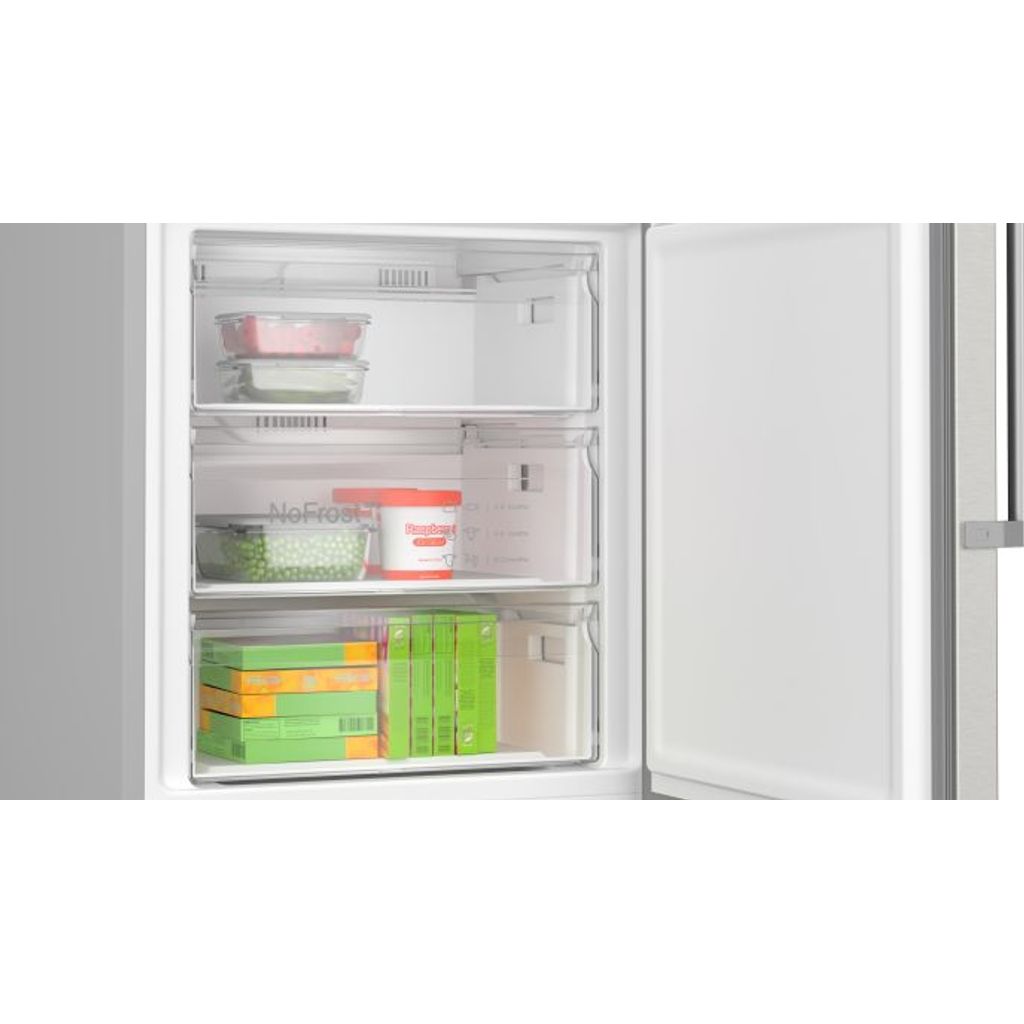 BOSCH Prostostoječi hladilnik z zamrzovalnikom spodaj, 203 x 70 cm, Nerjaveče jeklo brez prstnih odtisov, KGN49VICT