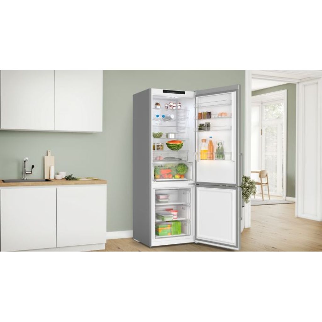BOSCH Prostostoječi hladilnik z zamrzovalnikom spodaj, 203 x 70 cm, Nerjaveče jeklo brez prstnih odtisov, KGN49VICT