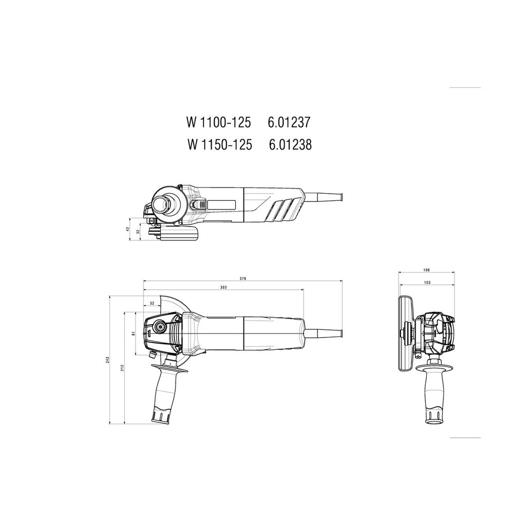 METABO Kotni brusilnik W 1100-125 (603614000)