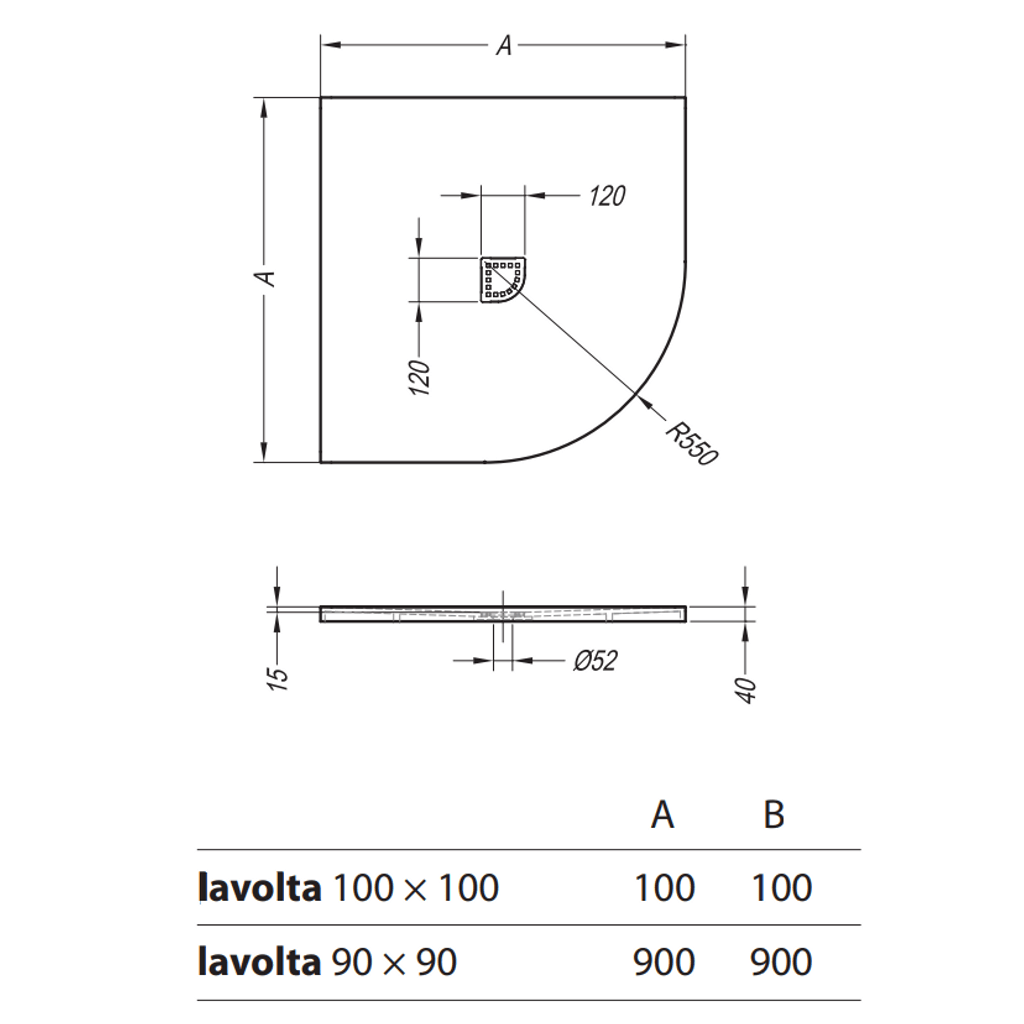 KOLPA SAN polkrožna tuš kad za vgradnjo ali postavitev na tla Lavolta 90x90 cm (3838987561323)  - bela