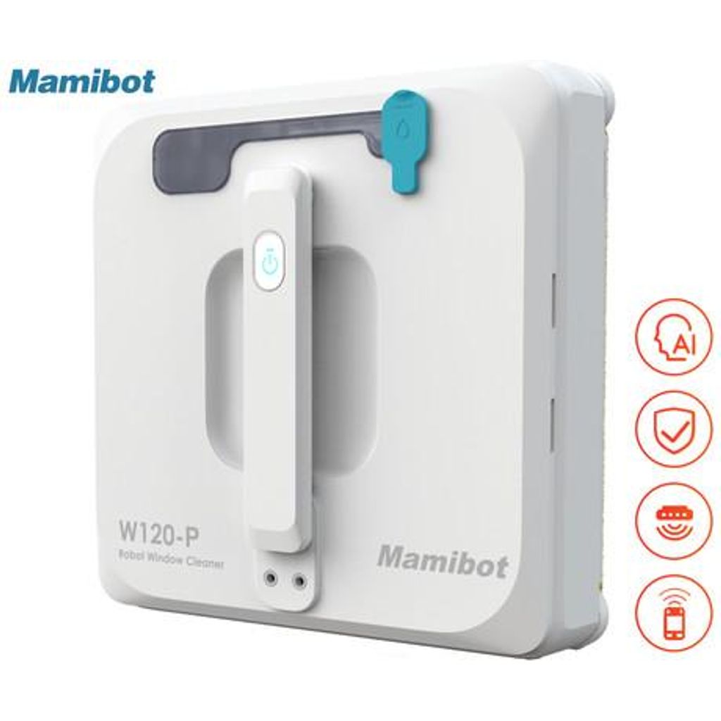 MAMIBOT W120-P robotski čistilec oken in površin, 2v1, mokro čiščenje, dvojno samodejno pršenje vode, senzorji, načrtovanje poti, AI tehnologija, UPS baterija, daljinec, aplikacija, bel (Cloud White)