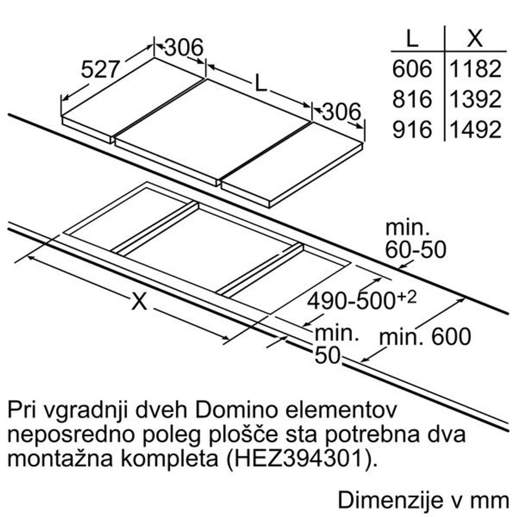 BOSCH Domino indukcijska kuhalna plošča PIB375FB1E