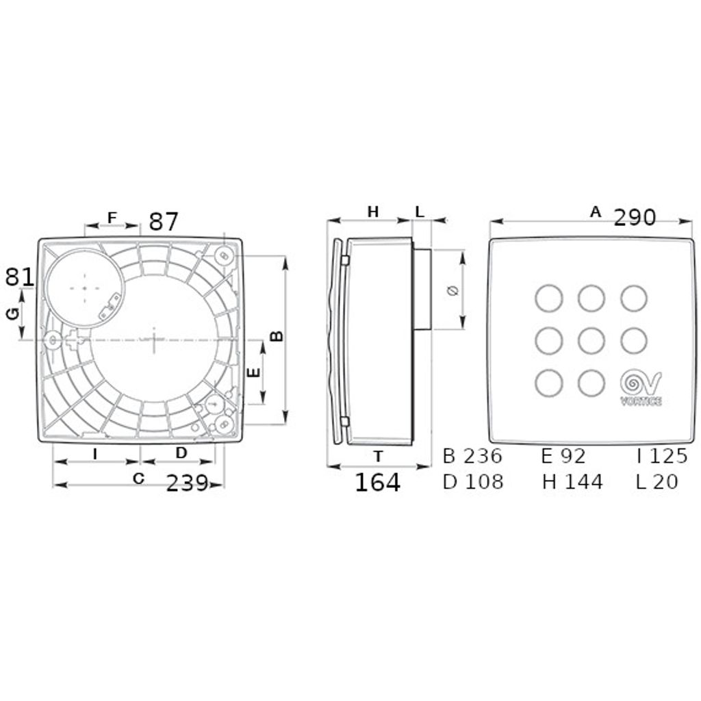 VORTICE kopalniški nadometni centrifugalni ventilator VORT QUADRO SUPER T (11954)