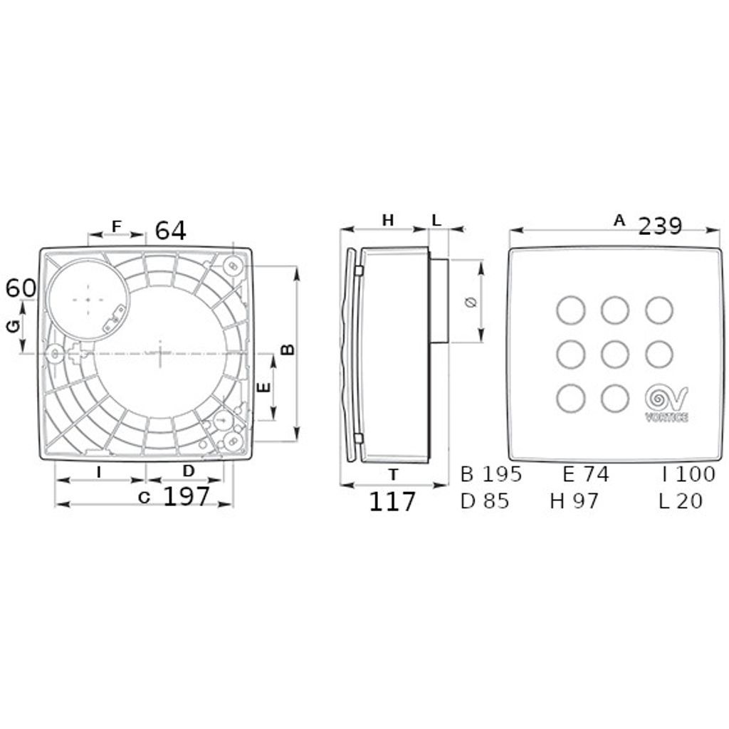 VORTICE kopalniški nadometni centrifugalni ventilator VORT QUADRO MICRO 100 T HCS (11945)