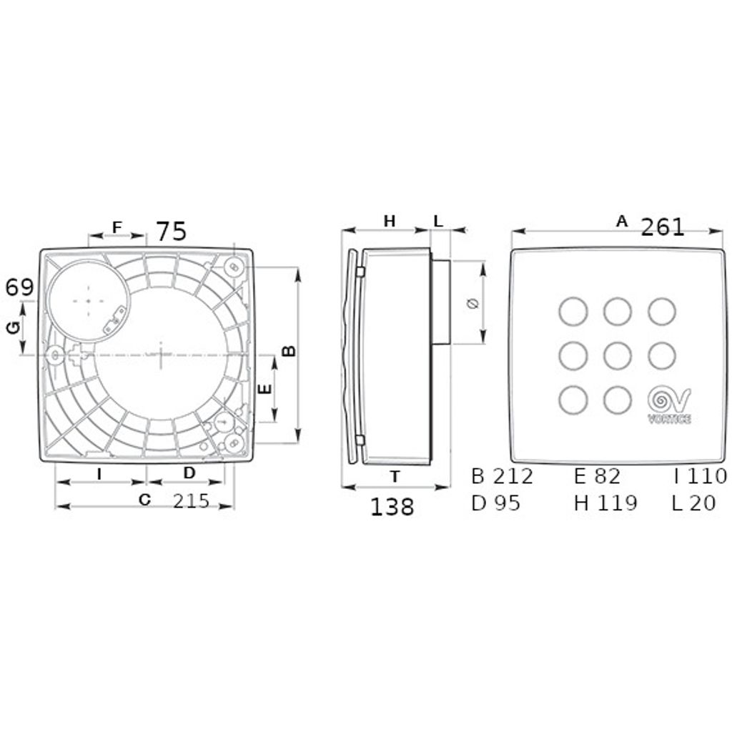 VORTICE kopalniški nadometni centrifugalni ventilator VORT QUADRO MEDIO T (11946)