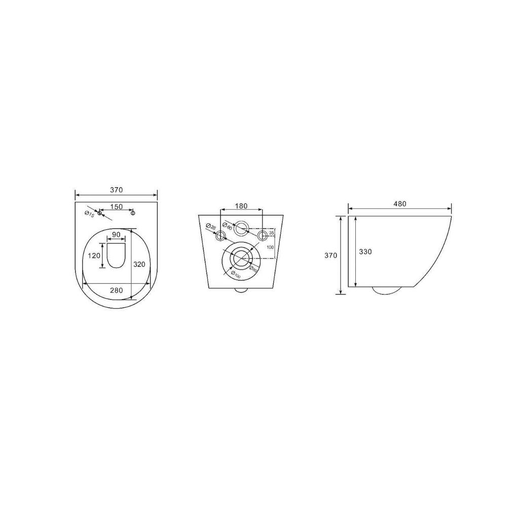 BELNEO viseča brezrobna WC školjka z desko s počasnim zapiranjem MS2342